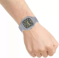 Grey Silicone Analogue Watch with 3 Sub-Dials for Men