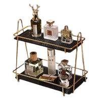 Metal Makeup Organizer Black White 11.5x5 Inch