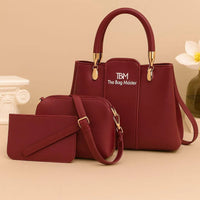 TBM 3-Piece Brown Rexine Handbag Set for Women