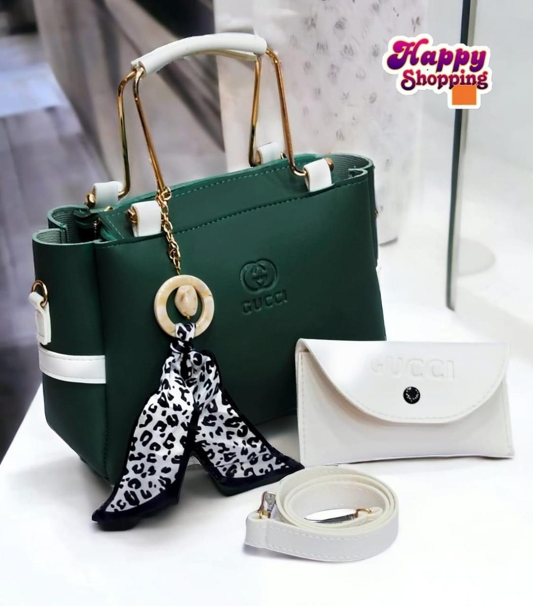 Gucci Women's Grey Maroon Handbag & Wallet Set