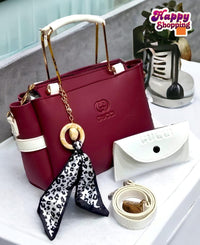 Gucci Women's Grey Maroon Handbag & Wallet Set