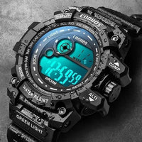 Men's Sports Watch Black Blue Water Resistant 24Hr Display