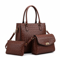 TBM 3-Piece Brown Rexine Handbag Set