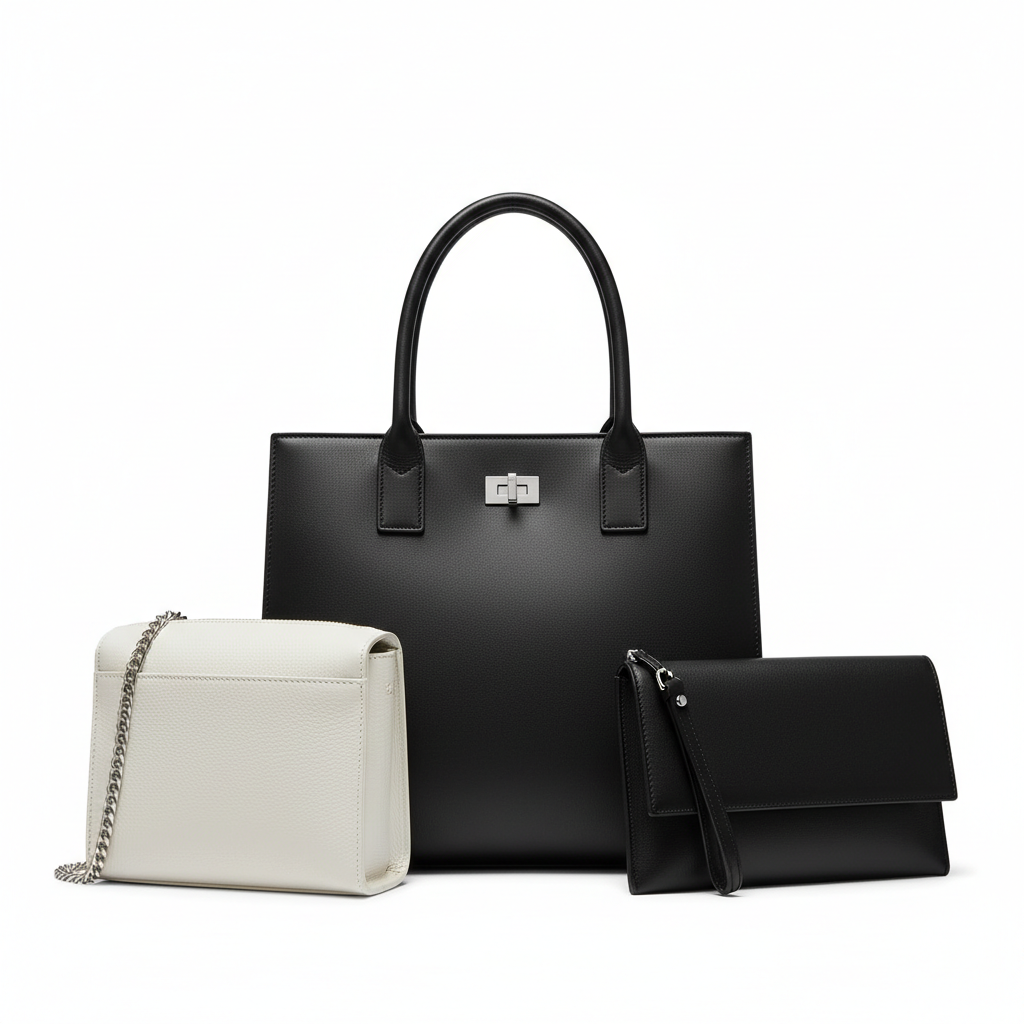 Girl's Leather Plain Hand Bag Set