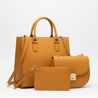 Mustard Leather 3-Piece Handbag Set